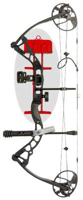 Compound bow with bow mounted quiver highlighted