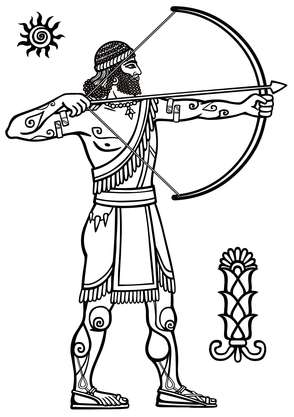 An ancient archer with his arrow on the outside of the riser.