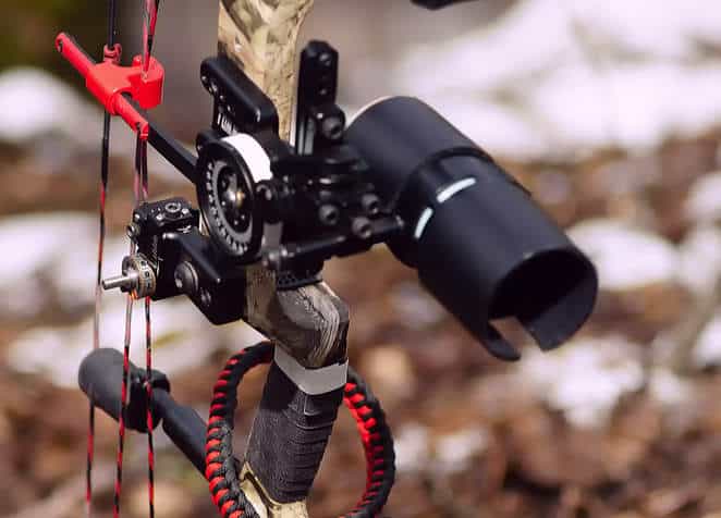 A closeup of a professional bow sight